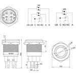 36-3421, Кнопка антивандальная ø19 12В(LED) Фикс (5с) OFF-ON/ON-OFF подсв/синяя 36-3421, Кнопка антивандальная ø19 12В(LED) Фикс (5с) OFF-ON/ON-OFF подсв/синяя
