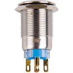 36-3421, Кнопка антивандальная ø19 12В(LED) Фикс (5с) OFF-ON/ON-OFF подсв/синяя 36-3421, Кнопка антивандальная ø19 12В(LED) Фикс (5с) OFF-ON/ON-OFF подсв/синяя