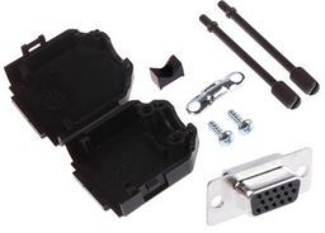 MHDPPK9-HD15FS-K, D-Sub Connector Kit, DA-15 Socket, Solder, Polyamide 6.6