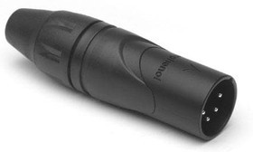 AX4MB-AU, XLR Connectors 4 Pole XLR Male Cable Connector Gold Plated Contacts Black Finish