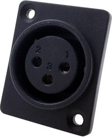 PS000213, Аудио разъем XLR, 3 контакт(-ов), Гнездо, Монтаж на Шасси, Контакты с Покрытием из Серебра
