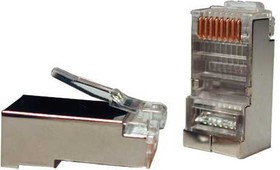 Коннектор Hyperline (PLUG-8P8C-U-C5-SH-100) FTP кат.5e RJ45 прозрачный (упак.:100шт)