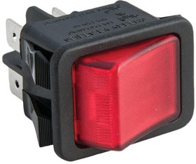 YRM32F2BBRLN, Rocker Switches 0.25 QC ON-OFF 20A Red/Blk Lighted