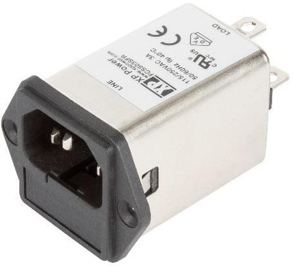 FCSS01SFR, 1A, 264 V ac Male Screw IEC Inlet Filter FCSS01SFR, Faston 1 Fuse