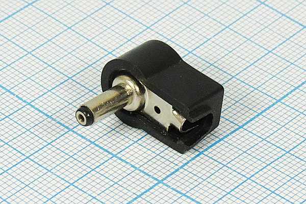 Разъем питания DC вилка, D3.8 d1.0 L9.5, 2C, на кабель, пластик хвост, угловой, WTN-27-1142A\WUN TAIX\Y