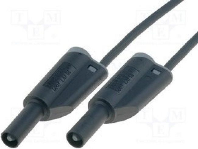 PJ2615-200-B, Измерительный провод, 25А, с осевым гнездом 4мм, Дл: 2м, черный