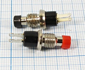 Размыкатель кнопочный без фиксации SPST,ON-(OFF), 220В/1А, красный, аналог [PBS-10C-2]; №2045 R ПКн\250\ 1,0\(NC))\d 7\мет\кр\\2C\\