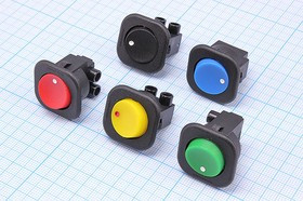 Выключатель клавишный под винт 220В/6А, ON-OFF, d21мм, клавиша красная; №1722 R ПКл\\ 6\ON-OFF\d21,0\чер\ кр\\2Cвинт\RS101-7C\