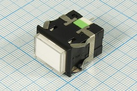 Переключатель кнопочный без фиксации белый с подсветкой, 220В/5А\OFF-(ON)\IL12Вкр; №9895 R ПКн\250\ 5\(NO)\22x17\чер\ ILкр12В\\5P\BL-G110R\