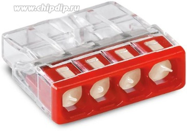 Wago 2273-244 Клемма 4-проводная (0,5-2,5 кв.мм) с пастой красная (1 шт) Wago 2273-244 Клемма 4-проводная (0,5-2,5 кв.мм) с пастой красная (1 шт)