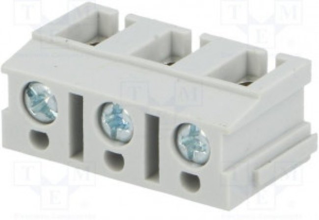 TB-7.5-P-3P/GY, Зажимная рейка для печатных плат, угловой 90°, 7,5мм, на PCB TB-7.5-P-3P/GY, Зажимная рейка для печатных плат, угловой 90°, 7,5мм, на PCB