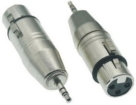 JD-486 / XLR 3P F-mini jack 3.5 M, Переходник микрофонный JD-486 XLR 3pin гнездо (мама)-mini Jack 3.5 штекер (папа), 48 В, -20...+50°C, цве