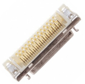 10250-55H3PC, 102 Female 50 Pin Right Angle Through Hole PCB Socket 1.27mm Pitch, Solder, Quick Latch