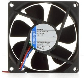 8414NGM, 8400 N Series Axial Fan, 24 V dc, DC Operation, 58m³/h, 1.4W, 58mA Max, 80 x 80 x 25mm