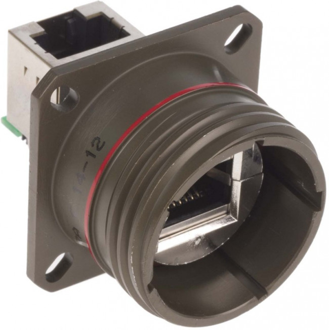 RJFTV21RAG, Modular Connectors / Ethernet Connectors THRD SQ FLANGE REC R/A RJ45 GREEN