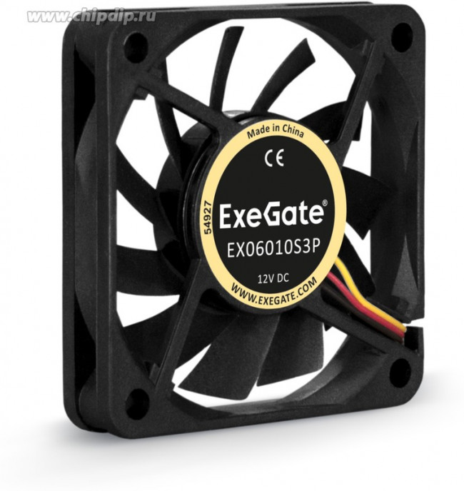 EX06010S3P, Вентилятор ExeGate 60x60x10 мм, подшипник скольжения, 3pin, 3500RPM, 25dBA EX06010S3P, Вентилятор ExeGate 60x60x10 мм, подшипник скольжения, 3pin, 3500RPM, 25dBA