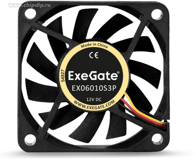 EX06010S3P, Вентилятор ExeGate 60x60x10 мм, подшипник скольжения, 3pin, 3500RPM, 25dBA EX06010S3P, Вентилятор ExeGate 60x60x10 мм, подшипник скольжения, 3pin, 3500RPM, 25dBA