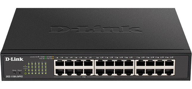 D-Link DGS-1100-24PV2/A3A Настраиваемый L2 коммутатор c 24 портами 10/100/1000Base-T (12 портов РоЕ 802.3af/at, PoE-бюджет 100 Вт) D-Link DGS-1100-24PV2/A3A Настраиваемый L2 коммутатор c 24 портами 10/100/1000Base-T (12 портов РоЕ 802.3af/at, PoE-бюджет 100 Вт)
