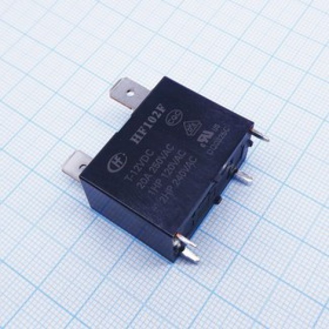 HF102F/T-12VDC, Реле силовое, 25 А, 12 В, один контакт на замыкание