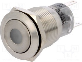 V19-11D-24G-S, Переключатель: антивандальный, Пол: 2, SPDT, 0,5A/220ВAC, 1A/24ВDC