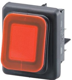 MP005729, Клавишный переключатель, IP65, Вкл.-Никакой-Выкл., DPST, С Подсветкой, Панель, Красный