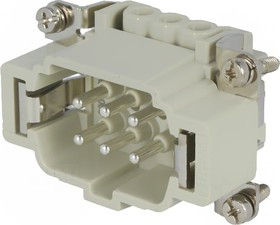 CNEM06T, Разъем HDC, "папа", PIN 6, конфигурация выводов 6+PE, размер 44.27, 16А, 500В, с защитой провода