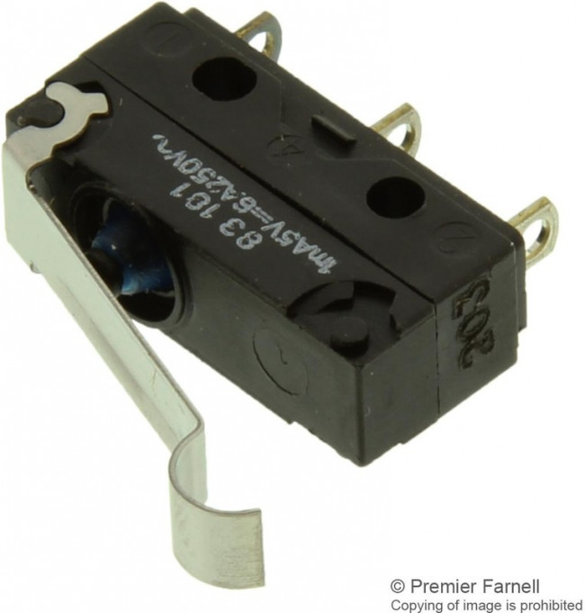 831810C2.FL, MICROSWITCH, ROLLER, SPDT, 6A, 250V