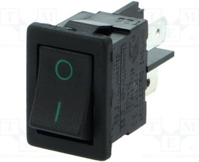 AE-H8500XBAAC, ROCKER; SPST; Pos: 2; ON-OFF; 10A/250VAC; black-green; none; 8500