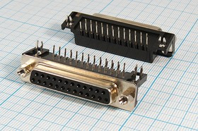 ГнездоD-SUB, 25HP, на плату, угл 7,2мм, DRB-25FA; №452 гн D-SUB\25HP\\плат\угл 7,2мм\DRB-25FA