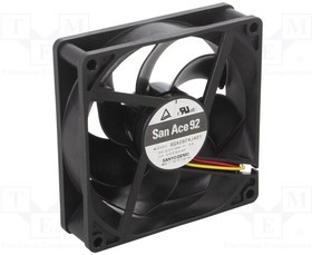 9GA0924J401, Вентилятор: DC; осевой; 24ВDC; 92x92x25мм; 132куб.м/ч; 43дБА; Дл: 300мм