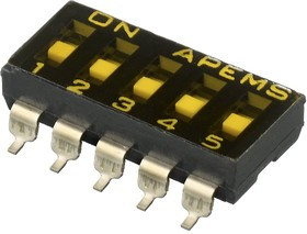 IKD0503000, Apem 5 Way Surface Mount DIP Switch SPST, Recessed Actuator Slide Actuator