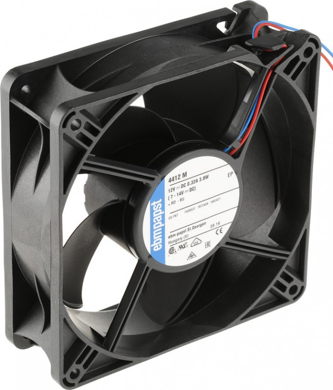 4412M, DC Fans DC Tubeaxial Fan, 119x119x38mm, 12VDC, 108.3CFM, 4.2W, 42dBA, 3300RPM, Ball 4412M, DC Fans DC Tubeaxial Fan, 119x119x38mm, 12VDC, 108.3CFM, 4.2W, 42dBA, 3300RPM, Ball