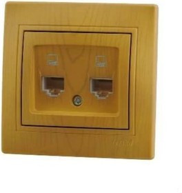 Телефонная розетка MIRA, двойная, евро, ольха 701-0701-138