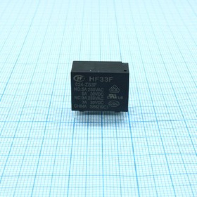 HF33F/024-ZS3F, Реле силовое 5А одна группа на переключение катушка 24В