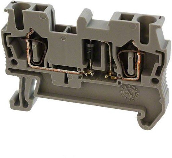 3036262, ST 2.5-DIO/L-R Series Grey DIN Rail Terminal Block, Single-Level, Spring Clamp Termination