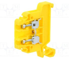 ZG-G2.5-YE, Соединитель: на рейку, 0,5-2,5мм2, Кол-во полюс: 1, клеммы: 2, TS35