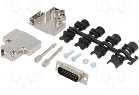 D45PK-M-15-DBP-K, Разъем D-Sub; PIN: 15; вилка; "папа"; пайка; на пр