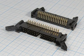 Штекер IDC с защёлками, 34 контакт шагом P2.54x2.54мм, на плату, аналог [SCM-34][DS1011-34]; №1780 штек IDC\P2,54x2,54\34P\ плат\угл\IDCC-34
