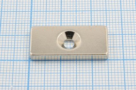 Магнит 25,0x12,0x 3/отв d3,5, параллелепипед, Ni