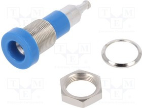 LB-I4R-23, Гнездо, "банан" 4мм, 25А, 30ВAC, 60ВDC, синий, винтами