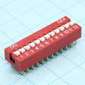 DS1040-12RN, (SWD1-12), DIP переключатель12 групп красный