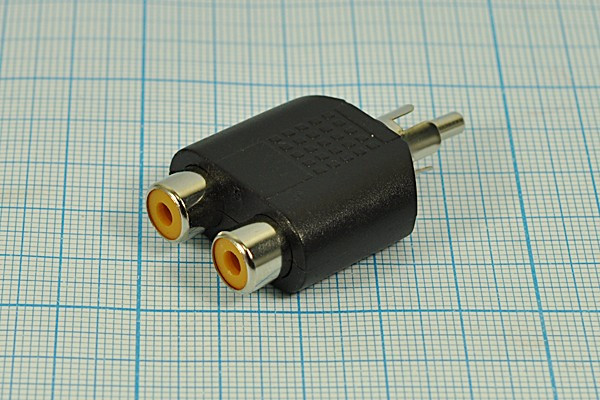 Переходник штекер RCA на два гнезда RCA; №357 штек RCA-гн RCA2\переходник\ чер\\пл\Ni\\