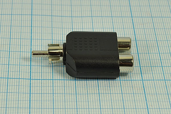 Переходник штекер RCA на два гнезда RCA; №357 штек RCA-гн RCA2\переходник\ чер\\пл\Ni\\