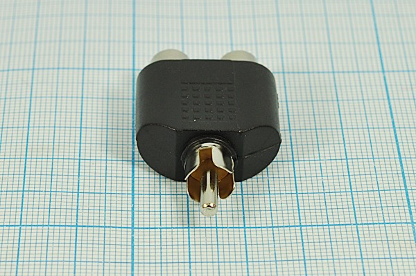 Переходник штекер RCA на два гнезда RCA; №357 штек RCA-гн RCA2\переходник\ чер\\пл\Ni\\