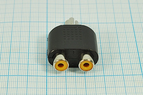Переходник штекер RCA на два гнезда RCA; №357 штек RCA-гн RCA2\переходник\ чер\\пл\Ni\\