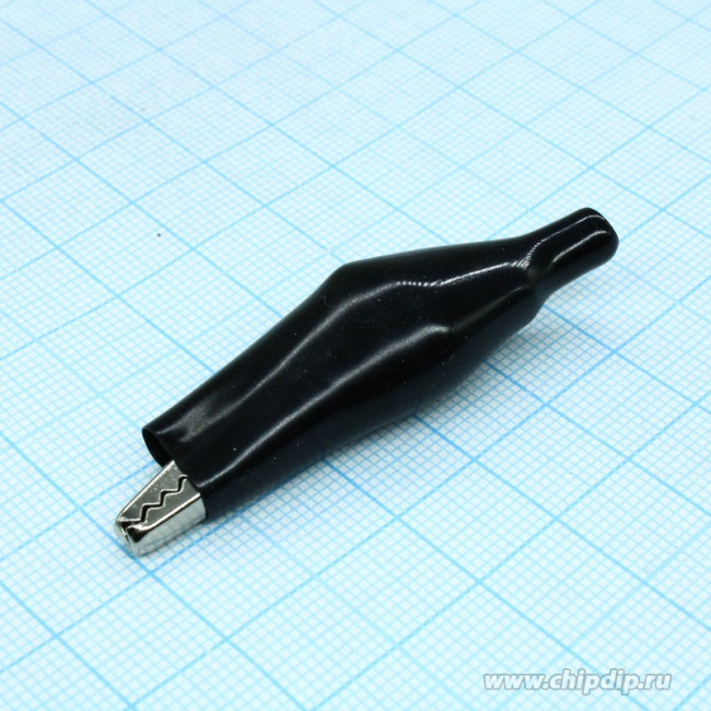 AG-110A-C (8-0027 black), Зажим "Крокодил" с изолятором черный, 10А, 43.5мм