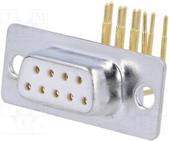 DH09F, Разъем D-Sub; PIN: 9; гнездо; "мама"; на PCB; угловой 90°; THT DH09F, Разъем D-Sub; PIN: 9; гнездо; "мама"; на PCB; угловой 90°; THT