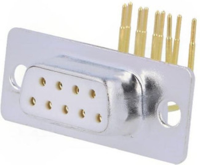 DH09F, Разъем D-Sub; PIN: 9; гнездо; "мама"; на PCB; угловой 90°; THT DH09F, Разъем D-Sub; PIN: 9; гнездо; "мама"; на PCB; угловой 90°; THT