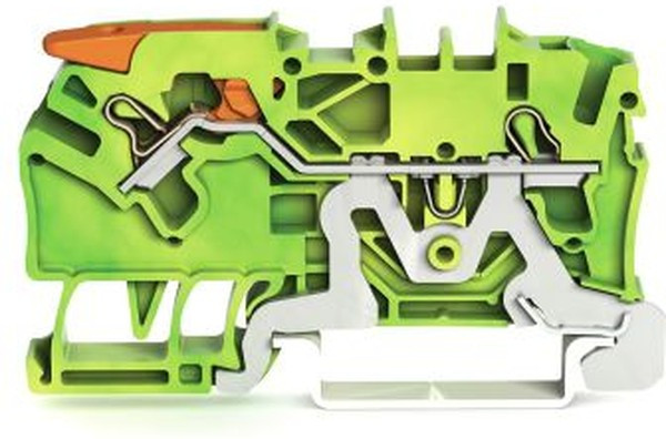 2102-1207, Ground Terminal, Cage Clamp, 2 Poles, 800V, 0.25 ... 4mm², Green / Yellow