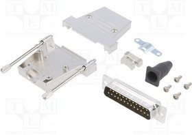 DTSL25-T-JSRGDMP-K, Разъем D-Sub; PIN: 25; вилка; "папа"; прямой; пайка; на провод; черный